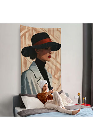 Güzel Retro Kadın Duvar Örtüsü-7595