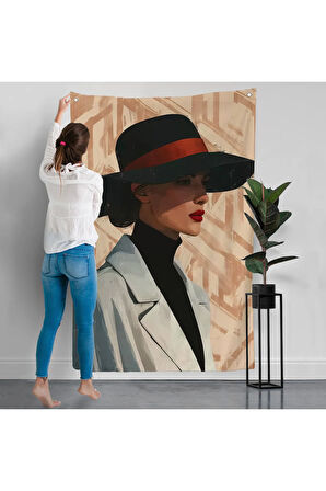 Güzel Retro Kadın Duvar Örtüsü-7595