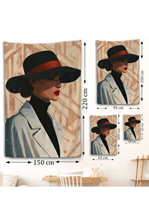 Güzel Retro Kadın Duvar Örtüsü-7595