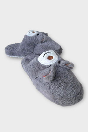 Kadın Kışlık Sevimli Panda Figürlü Kaydırmaz Taban Ev Terliği Panduf FÜME