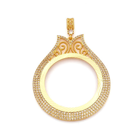 Altın Kaplama İmitasyon Lale Model Zirkon Taşlı Gramse Çerçeve Kolye Ucu TGR-735