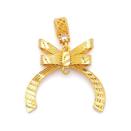 Altın Kaplama İmitasyon Büyük Boy Kurdeleli Kolye Ucu TGR-739