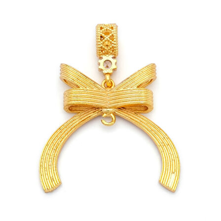 Altın Kaplama İmitasyon Büyük Boy Kurdeleli Kolye Ucu TGR-739