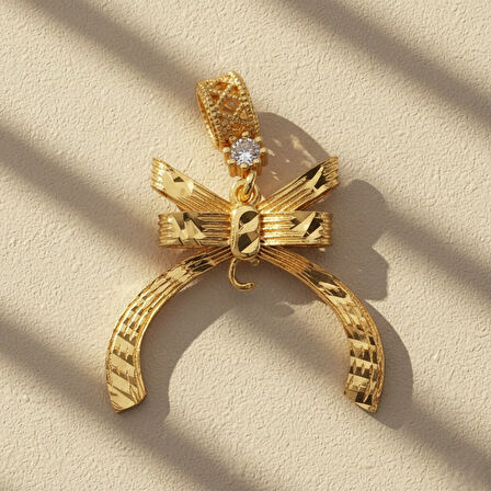 Altın Kaplama İmitasyon Küçük Boy Kurdeleli Kolye Ucu TGR-740