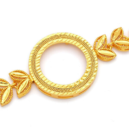 Altın Kaplama İmitasyon  Çiçek Desenli Yarım Çerçeve Bileklik BLK-1185