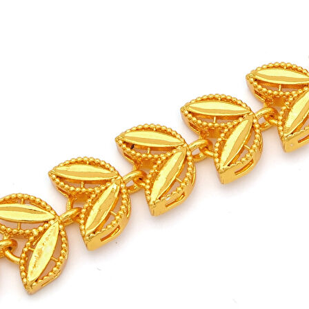 Altın Kaplama İmitasyon  Çiçek Desenli Yarım Çerçeve Bileklik BLK-1185