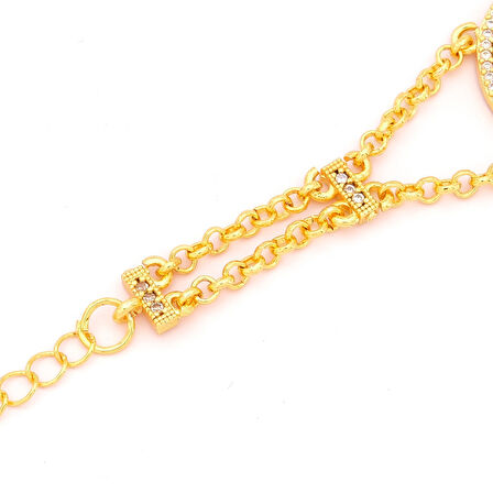 Altın Kaplama İmitasyon Zirkon Taşlı İki Çeyrek Altınlı Bileklik BLK-1187