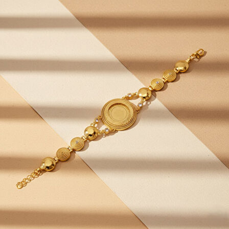 Altın Kaplama İmitasyon Desenli Yarım Altınlı Bileklik BLK-1191