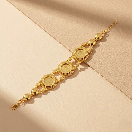 Altın Kaplama İmitasyon Desenli Üç Çeyrek Altınlı Bileklik BLK-1193