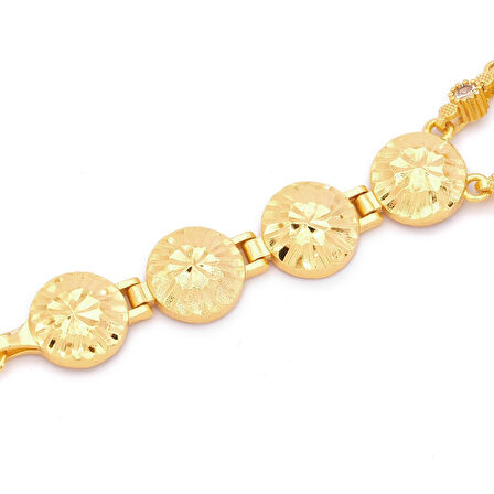 Altın Kaplama İmitasyon Çiçek Desenli Çeyrekli Bileklik BLK-1194