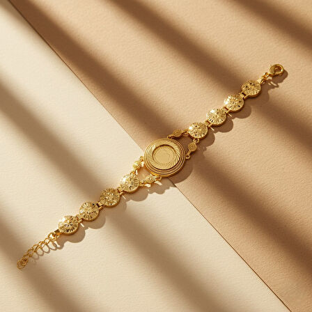 Altın Kaplama İmitasyon Desenli Çeyrek Altınlı Bileklik BLK-1197