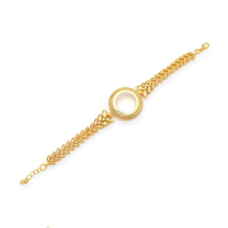 Altın Kaplama İmitasyon Çiçek Desenli  Yarım Çerçeveli Bileklik  BLK-1198