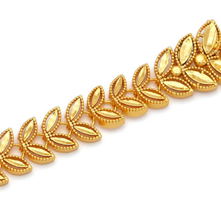 Altın Kaplama İmitasyon Çiçek Desenli  Yarım Çerçeveli Bileklik  BLK-1198