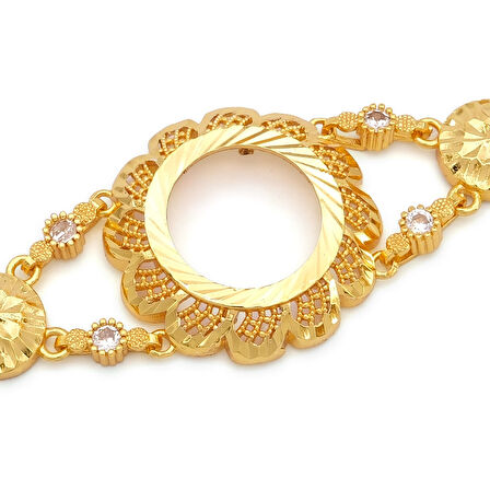 Altın Kaplama İmitasyon Çiçek Desenli Çeyrek Çerçeveli Çerçeve Bileklik BLK-1200