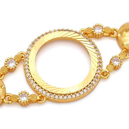 Altın Kaplama İmitasyon Zirkon Taşlı Çeyrek Çerçeveli Bileklik BLK-1202