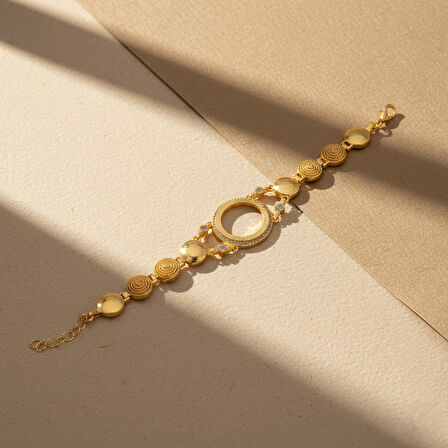 Altın Kaplama İmitasyon Zirkon Taşlı Çeyrek Çerçeveli Bileklik BLK-1202