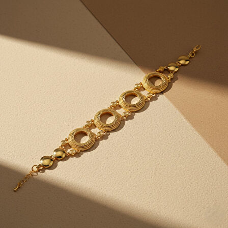 Altın Kaplama İmitasyon Desenli Dört Çeyrek Çerçeveli Bileklik BLK-1206