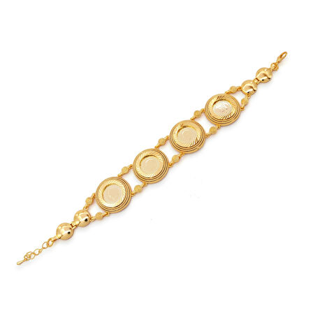 Altın Kaplama İmitasyon Dört Çeyrek Altınlı Desenli Bileklik BLK-1207