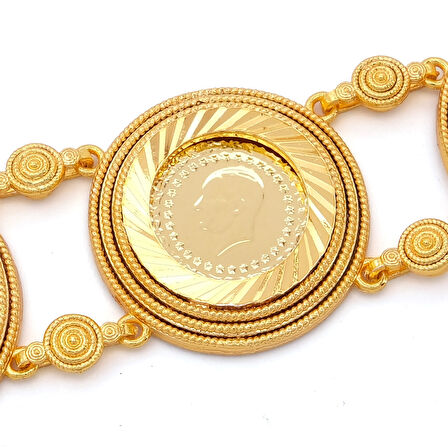 Altın Kaplama İmitasyon Dört Çeyrek Altınlı Desenli Bileklik BLK-1207