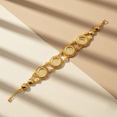 Altın Kaplama İmitasyon Dört Çeyrek Altınlı Desenli Bileklik BLK-1207