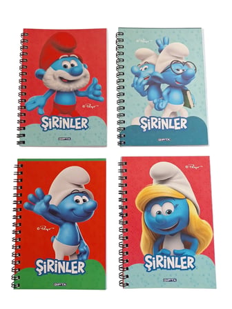 Gıpta Şirinler Spiralli A6 Küçük Boy Karton Kapak Not Defteri 80 Yaprak Kareli (36 Lı Paket)