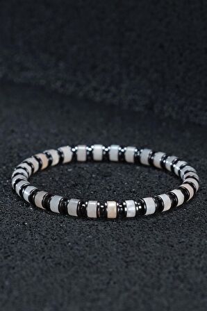 Sertifikalı Pembe Kuvars Ve Hematit Erkek Kadın Doğal Taş Hediye Bileklik,bijuteri Erkek Bileklik