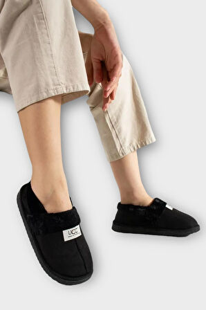 Ultra Hafif İçi Tüylü  Ev Ayakkabısı Kadın Panduf SİYAH