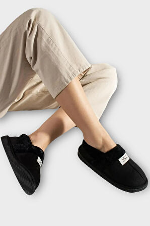 Ultra Hafif İçi Tüylü  Ev Ayakkabısı Kadın Panduf SİYAH