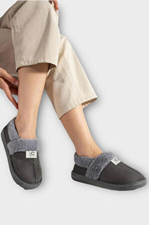 Ultra Hafif İçi Tüylü  Ev Ayakkabısı Kadın Panduf FÜME