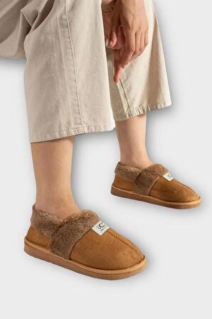 Ultra Hafif İçi Tüylü  Ev Ayakkabısı Kadın Panduf TABA