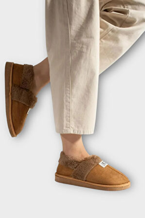 Ultra Hafif İçi Tüylü  Ev Ayakkabısı Kadın Panduf TABA