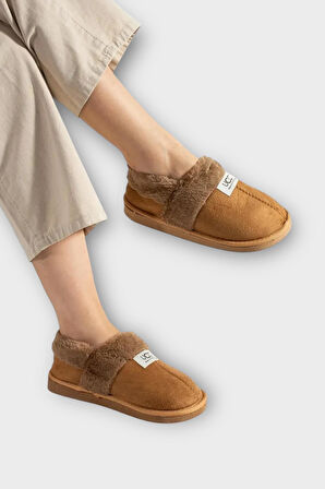 Ultra Hafif İçi Tüylü  Ev Ayakkabısı Kadın Panduf TABA