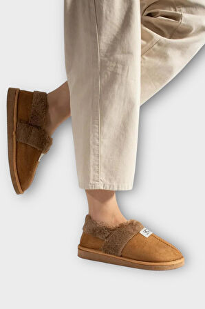 Ultra Hafif İçi Tüylü  Ev Ayakkabısı Kadın Panduf TABA