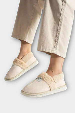 Ultra Hafif İçi Tüylü  Ev Ayakkabısı Kadın Panduf KREM