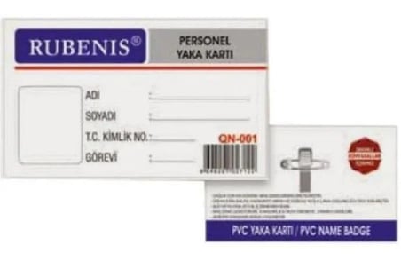Rubenis Personel Yaka Kartı Şeffaf İğneli Qn-001 (50 Li Paket)