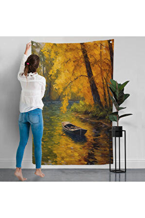 Ormandaki Akarsuda İlerleyen Tekne Duvar Örtüsü-7598