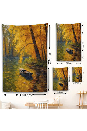 Ormandaki Akarsuda İlerleyen Tekne Duvar Örtüsü-7598