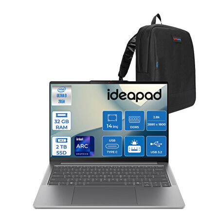 Lenovo Ideapad Pro 5 Ultra 9 285H 32GB Ddr5 2tb SSD Intel Arc 140T Gpu Freedos 14" 2.8k OLED 1100NITS Displayhdr 120Hz  Taşınabilir Bilgisayar IP83JK0019TRTF03 + Zettaçanta