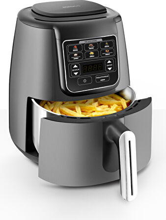 Karaca Air Pro Cook Köz Steel XL Çelik Hazneli Airfryer Space Gray 4 Litre 4 Kişilik