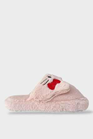 Kışlık Kadın HelloKitty Figürlü Kaydırmaz Taban Ev Ayakkabısı Panduf PUDRA