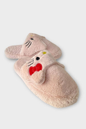 Kışlık Kadın HelloKitty Figürlü Kaydırmaz Taban Ev Ayakkabısı Panduf PUDRA