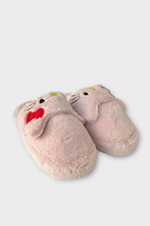 Kışlık Kadın HelloKitty Figürlü Kaydırmaz Taban Ev Ayakkabısı Panduf PUDRA