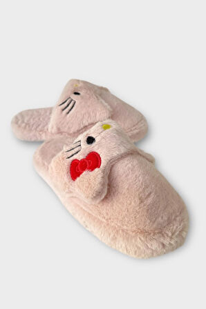 Kışlık Kadın HelloKitty Figürlü Kaydırmaz Taban Ev Ayakkabısı Panduf PUDRA