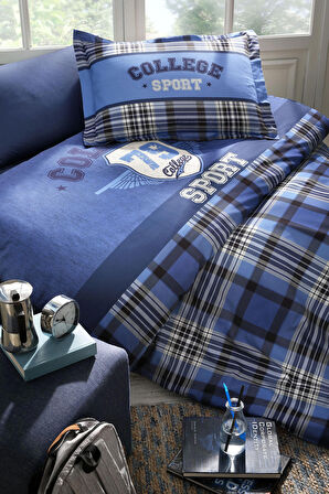 Özdilek Blue Squares Tek Kişilik Nevresim Takımı