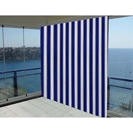 Ceylan Home Balkon Perdesi Mavi Kalın Çizgili 600x250