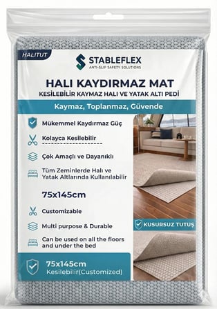 Stableflex Halı Kaydırmaz Mat | Halı Sabitleyici, Kaymayı Önleyen Kaydırmaz Altlık | Kolay Kesilebilir ve Zemini Koruyan