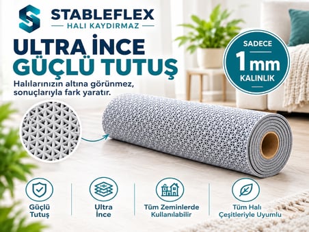 Stableflex Halı Kaydırmaz Mat | Halı Sabitleyici, Kaymayı Önleyen Kaydırmaz Altlık | Kolay Kesilebilir ve Zemini Koruyan