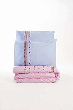 Cotton Box Brode Ranforce Çift Kişilik Nevresim Takımı Tatum Mavi