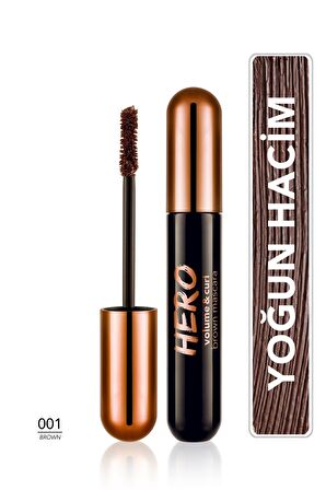 Flormar Hero Volume & Curl Yoğun Hacim Veren Nemlendirici Etkili Kahverengi Maskara