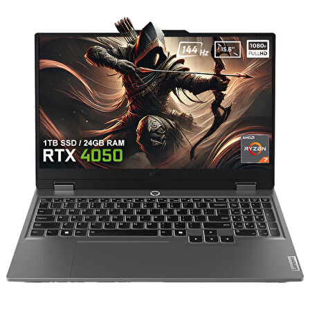 Lenovo LOQ 15ARP9 83JC006ATRv2 AMD Ryzen 7-7435HS 24GB DDR5 1TB SSD RTX4050 6GB 15.6 inç 144Hz Full HD FreeDos Gaming Laptop